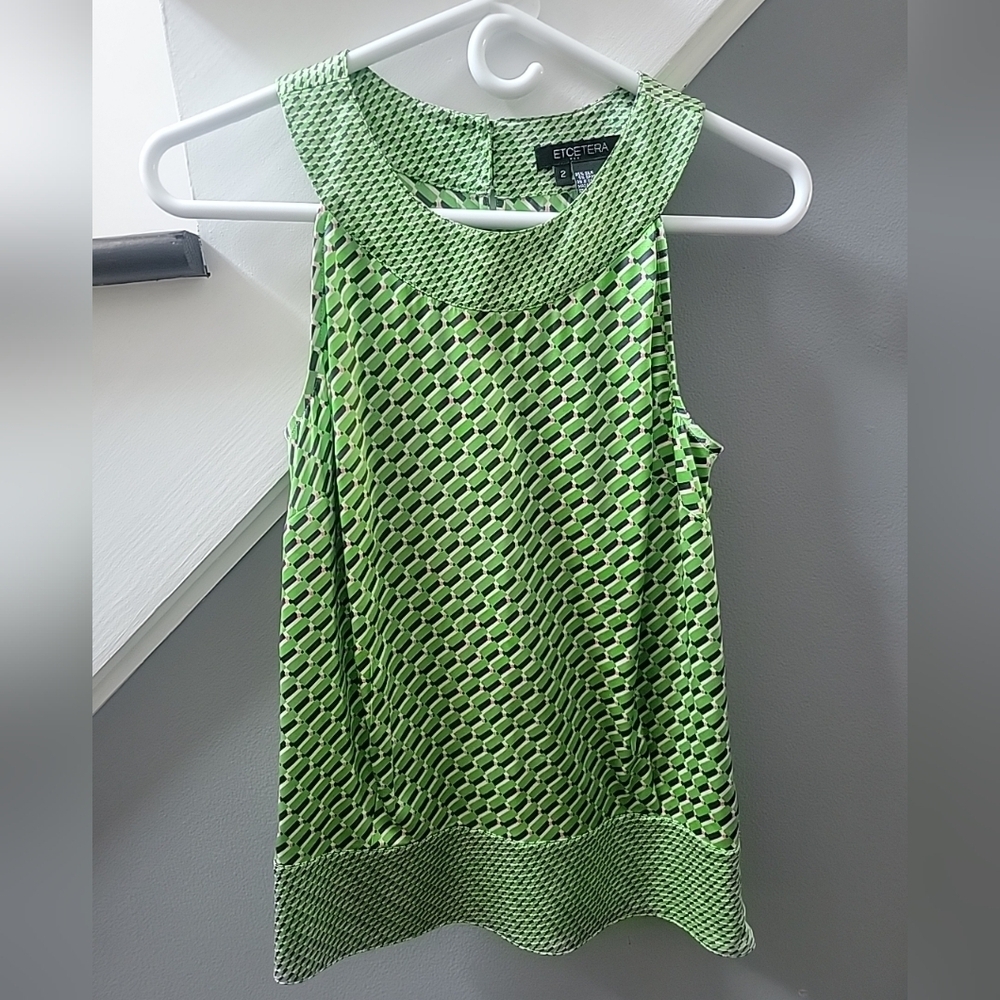 Etcetera Sleeveless Blouse Silk Blend Career Retro Size 2 Nwot